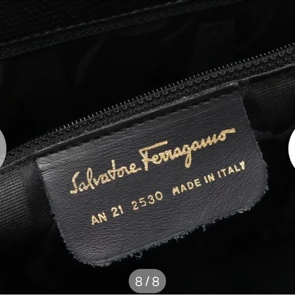 Salvatore Ferragamo Vintage Shoulder Bag Black Leather with Gold Accent - Picture 4 of 12